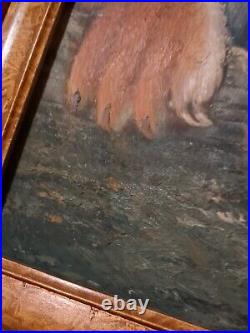 Original Vintage Canvas Oil Painting Bengal Tiger By Watson Signed Wood Framed