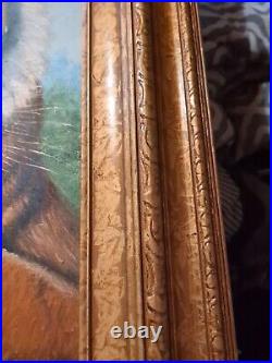 Original Vintage Canvas Oil Painting Bengal Tiger By Watson Signed Wood Framed