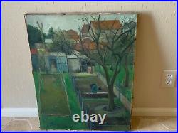 Original Vintage French Oil Painting Potato Harvest Signed 25x20