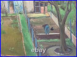 Original Vintage French Oil Painting Potato Harvest Signed 25x20