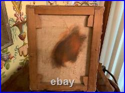 Original Vintage French Oil Painting Signed C1950 Lady in Red