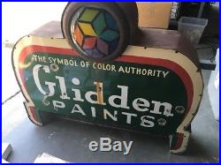 Original Vintage Glidden Paints Porcelain Metal Neon Sign Advertising 2-sided