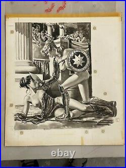 Original Vintage Illustration Art by Howell Dodd of Sexy Gladiator Women 1950's