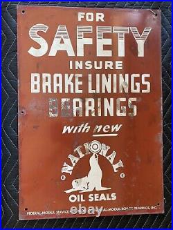 Original Vintage National Oils Painted Metal Sign
