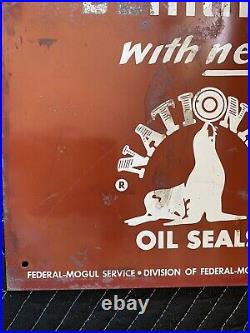 Original Vintage National Oils Painted Metal Sign