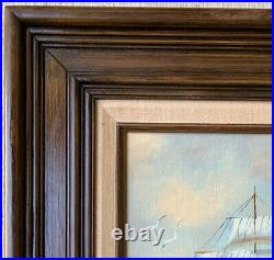 Original Vintage Oil Painting Clipper Ship Signed Framed Sea Ocean Antique