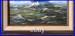 Original Vintage Oil Painting Clipper Ship Signed Framed Sea Ocean Antique