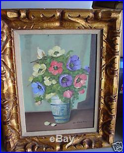 Original Vintage Oil Painting Flowers SIGNED C MOLLER