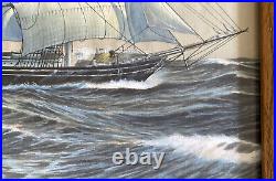 Original Vintage Painting Clipper Ship, Cutty Sark, Hagiwara, Japan Occupation
