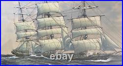 Original Vintage Painting Clipper Ship, Cutty Sark, Hagiwara, Japan Occupation