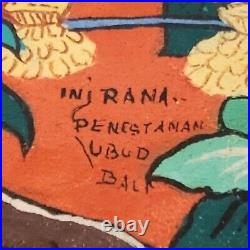 Original Vintage Painting SIGNED Bali Ubud Outsider Folk Art Balinese Framed