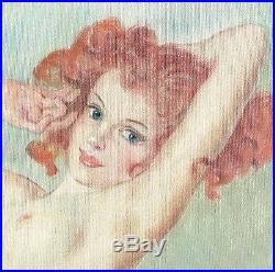 Original Vintage Pal Fried Nude Pin Up Art Painting Lovely Woman Not Szantho