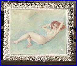 Original Vintage Pal Fried Nude Pin Up Art Painting Lovely Woman Not Szantho