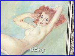 Original Vintage Pal Fried Nude Pin Up Art Painting Lovely Woman Not Szantho