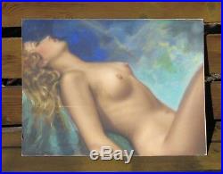 Original Vintage Pin Up Illustration Pinup Art Painting Nude Woman Like Moran