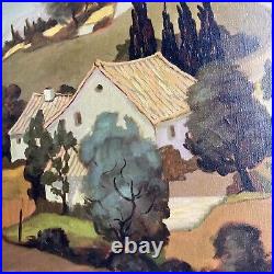 Original Vintage Provencal French Village Landscape, Oil on Canvas-Signed Mendez