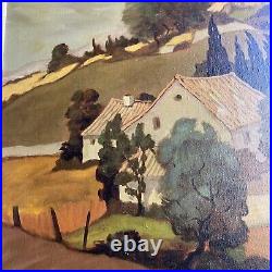 Original Vintage Provencal French Village Landscape, Oil on Canvas-Signed Mendez