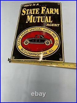 Original Vintage STATE FARM MUTAL AGENT Sign Double Sided Painted (G6)
