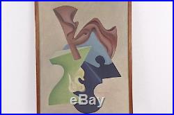 Original Vintage Signed Abstract Mid 20th Century Oil On Canvas