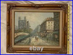 Original Vintage Signed Caroline Burnett Oil Painting Paris Street Scene Framed+