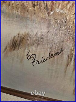 Original Vtg 1982 Art On Canvas Board Framed Pintail Ducks Signed Eileen Frieden