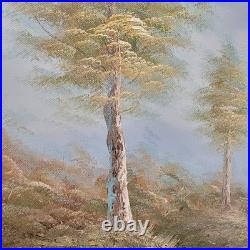 Original Vtg Oil On Canvas Painting Mountain Cabin Landscape Signed J. Hallen