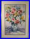 Original Watercolor Painting Flower Bouquet Vase Signed By Artist D Singler Vtg