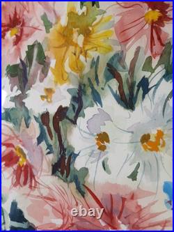Original Watercolor Painting Flower Bouquet Vase Signed By Artist D Singler Vtg