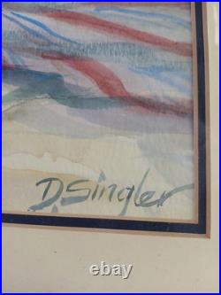 Original Watercolor Painting Flower Bouquet Vase Signed By Artist D Singler Vtg Original Watercolor Painting Flower Bouquet Vase Signed By Artist D Singler Vtg