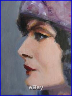 Original oil portrait female vintage face, direct from the artist J Smith