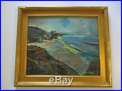 Ortiz Signed MID Century Painting Coastal Abstract Expressionism Modernism Vntg