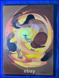 Oscar howe oil painting on canvas, vtg stamped signed