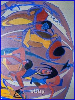 Oscar howe oil painting on canvas, vtg stamped signed Oscar howe oil painting on canvas, vtg stamped signed