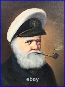 Outstanding vintage painting by David Pelbam, old sea captain wood frame