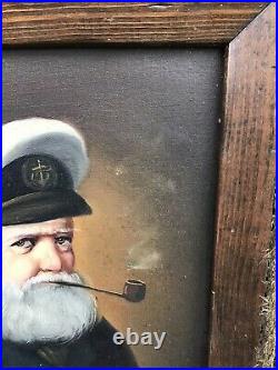 Outstanding vintage painting by David Pelbam, old sea captain wood frame