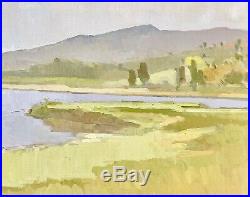 PAUL STRAHM Vintage CA Plein Air Impressionist Painting Marsh Lake Original Oil