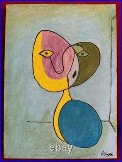 PICASSO oil painting on canvas, vtg stamped signed
