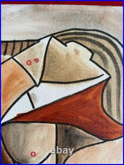 PICASSO oil painting on canvas, vtg stamped signed