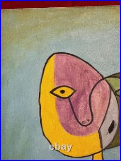 PICASSO oil painting on canvas, vtg stamped signed