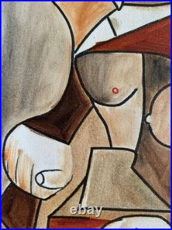 PICASSO oil painting on canvas, vtg stamped signed