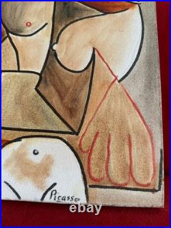 PICASSO oil painting on canvas, vtg stamped signed