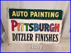 PPG DITZLER Auto Paint Metal Flange Sign 1950's Vintage advertising Rare