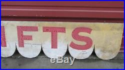 PRIMITIVE WOODEN 56 Gifts Sign VINTAGE Market General Store Hand Painted