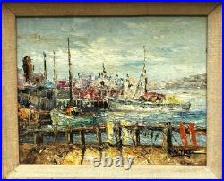 P. G. Tiele (Italian), VTG Mid-20C Impasto Impressionist O/B Harbor Scene Signed