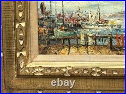 P. G. Tiele (Italian), VTG Mid-20C Impasto Impressionist O/B Harbor Scene Signed