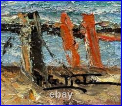 P. G. Tiele (Italian), VTG Mid-20C Impasto Impressionist O/B Harbor Scene Signed