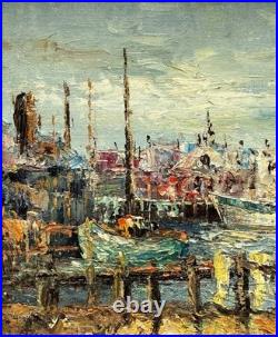 P. G. Tiele (Italian), VTG Mid-20C Impasto Impressionist O/B Harbor Scene Signed