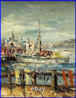 P. G. Tiele (Italian), VTG Mid-20C Impasto Impressionist O/B Harbor Scene Signed