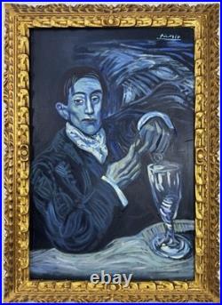 Pablo Picasso (Handmade) Oil On Canvas Signed & Stamped Framed Painting, vtg Art