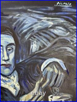 Pablo Picasso (Handmade) Oil On Canvas Signed & Stamped Framed Painting, vtg Art